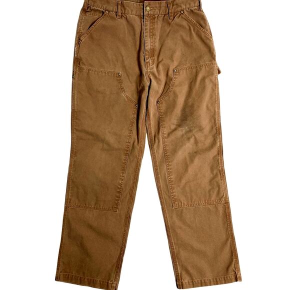 Skoops NYC Traditional Duck Pants Mens 34X30 Khaki Double Knee Carpenter Work - Picture 1 of 13